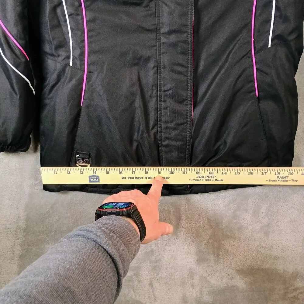 Girls ZeroXposure Ski Snow Parka Jacket Black And Pink Faux Fur Hood 14/16